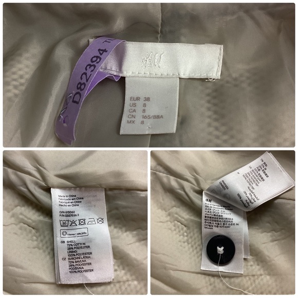 H&M Black and White Tweed Slim Fit Blazer Single Breast Women’s Fitted Blazer, 8 - Picture 7 of 8